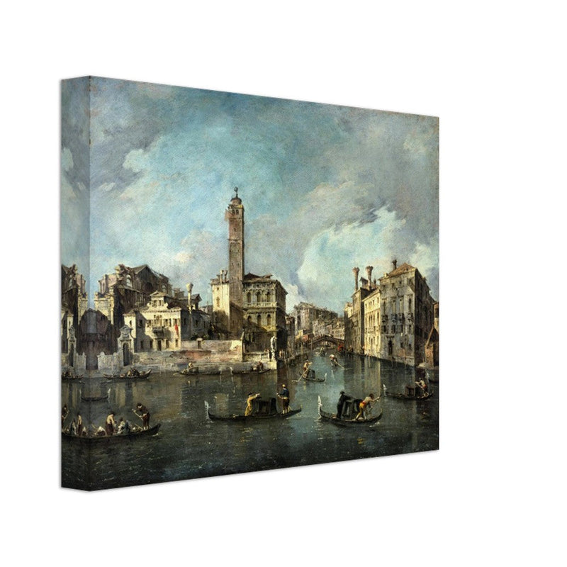 Antique painting of the Grand Canal at San Geremia, Venice Italy. Francesco Guardi.