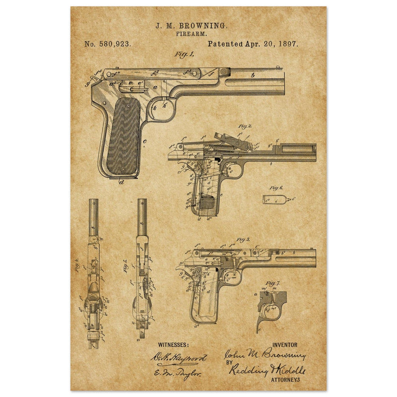 Firearm patent by John Moses Browning 1897 .