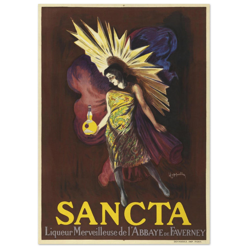 Sancta Liqueur French vintage advertising poster by Leonetto Cappiello.