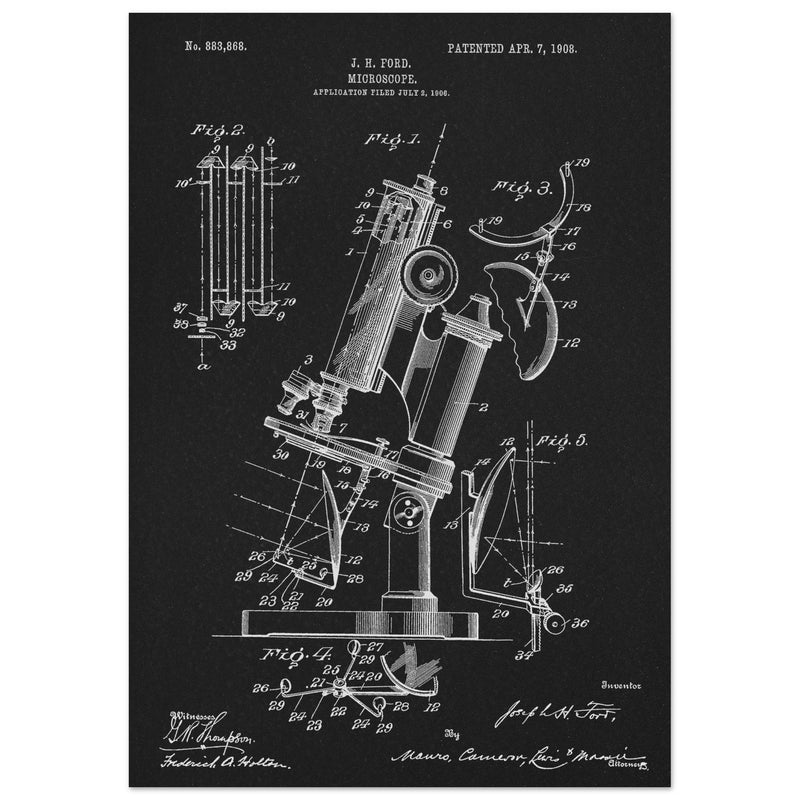 vintage microscope patent by J H Ford.