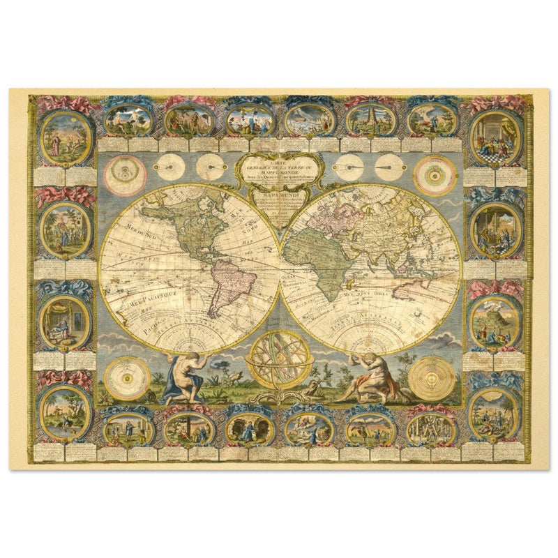 Ancient world map of 1776 by Abbe Clouet Double hemisphere world map.