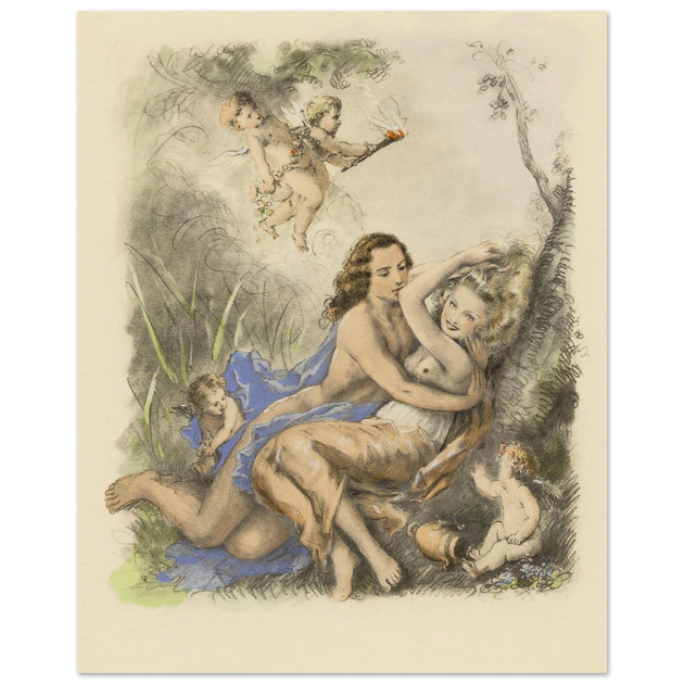 Paul Emile Becat erotic illustration Les Baiseres XI ( The Kisses ) The bite.