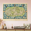 Ancient vintage old map of the world poster reproduction by Guillaume Le Testu 1555