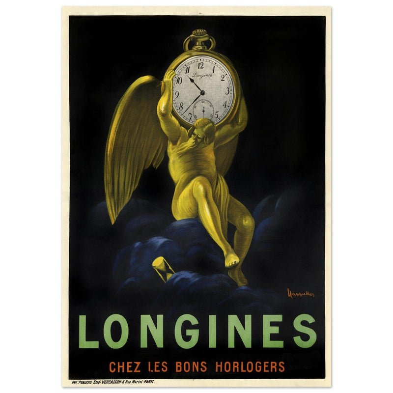 Longines pocket watch advertising vintage poster by Leonetto Cappiello.