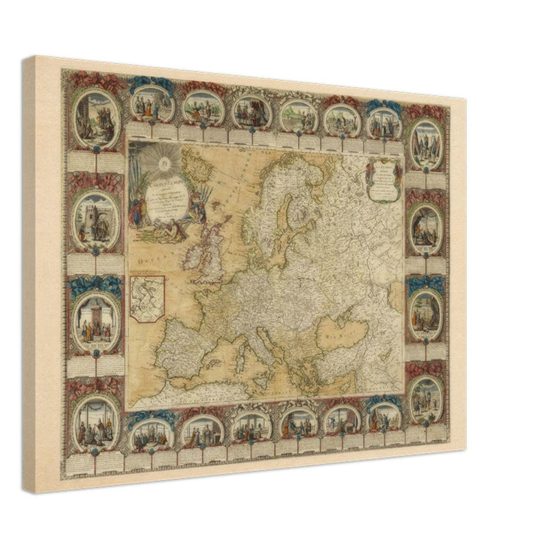 Ancient antique map of Europe. The map is devided in empires and realms.  poster.