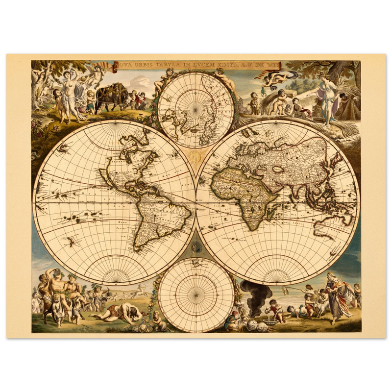 Ancient world map. Nova orbis tabvla in lvcem edita by Frederik de Wit