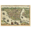 Istanbul ancient map. Byzantium Nunc Constantinopolis by Georg Braun