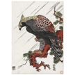 Eagle on pine branch in rain, by Isoda Koryusai