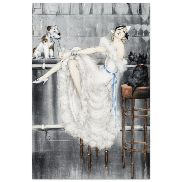 Louis Icart Au Bar - Woman with a Pair of Dogs