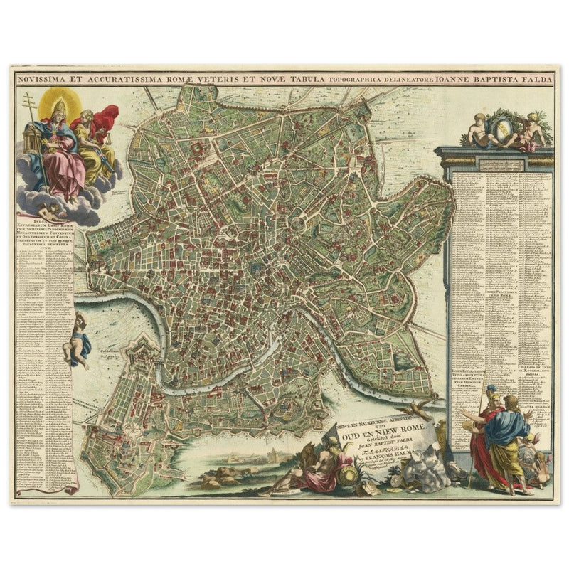 Antique city map of Rome in Italy XVIII Century by Johan Baptiste Homann.