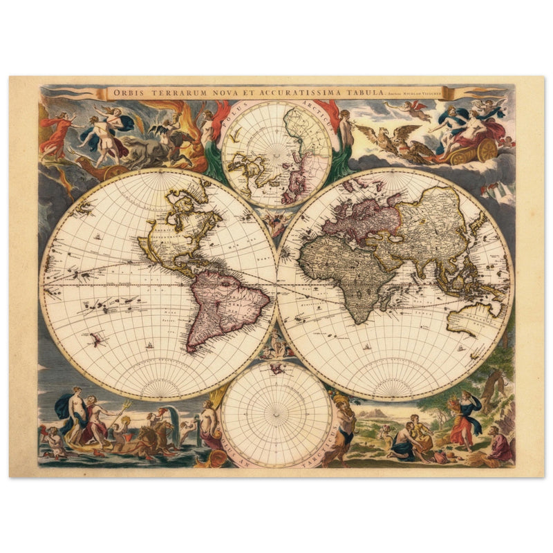 Old world map Orbis Terrarum Nova et Accuratissima Tabula 1658 by  Nicolaes Visscher