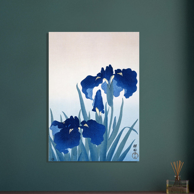 Irises by Ohara Koson Beautiful blue flowers woodblock painting in an