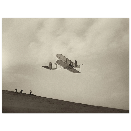 The Wright brothers glider in flight.