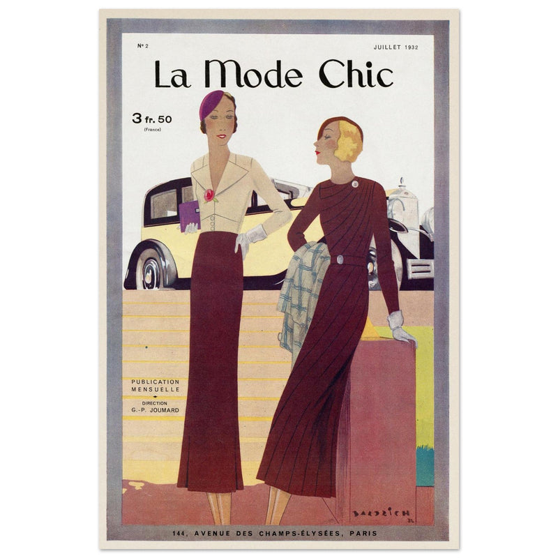 La Mode Chic old vintage fashion magazine cover from the 30s. July 1933.