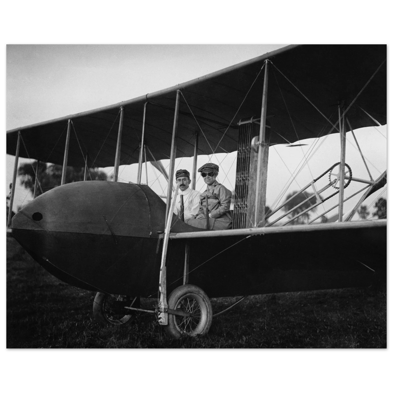 Katharine Wright aboard the Wright Model HS vintage aircraft