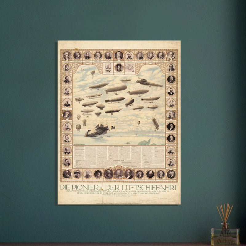 Aviation pioneers german poster with many important international aviation personalities