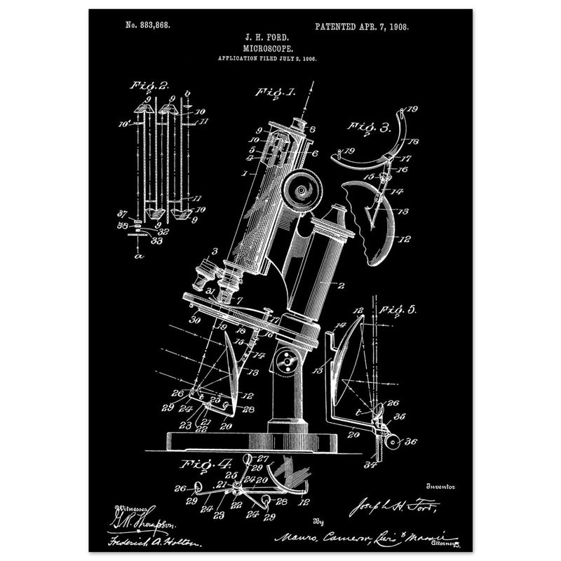 vintage microscope patent by J H Ford.