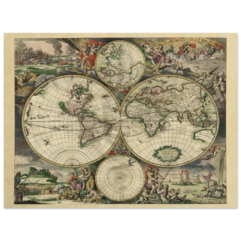 Ancient old world map of 1689 by Gerard van Schagen.