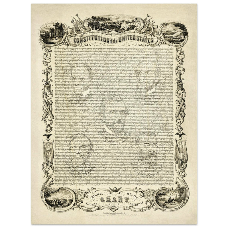 The Constitution of the United States of America vintage poster of 1865.