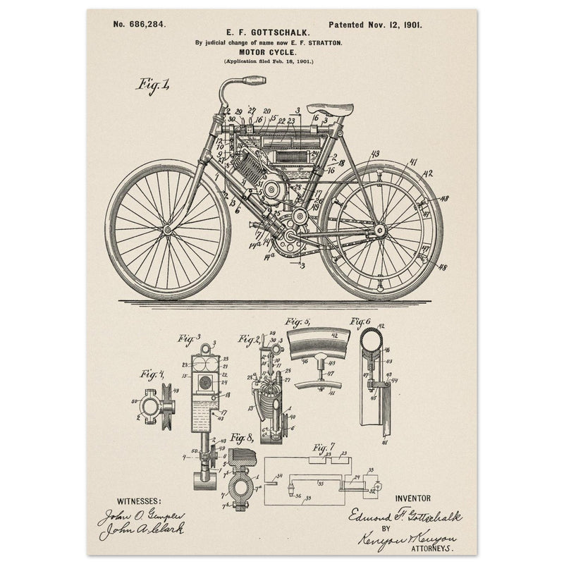 Motorcycle old patent 686284 by Gottschalk