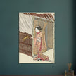 Girl with a yamabuki branch in hands by Suzuki Harunobu XVIII Century Woodblock print reproduction,