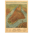 New York City vintage historic aerial view. Antique print  of Manhattan and the Hudson and East river.