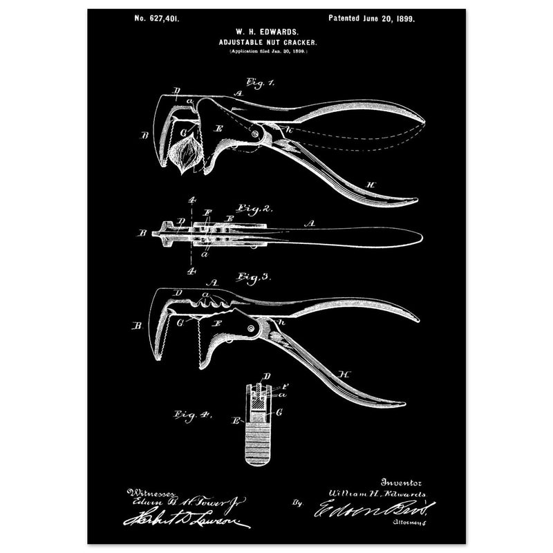 Vintage Adjustable Nut Cracker patent by William H. Edwards.