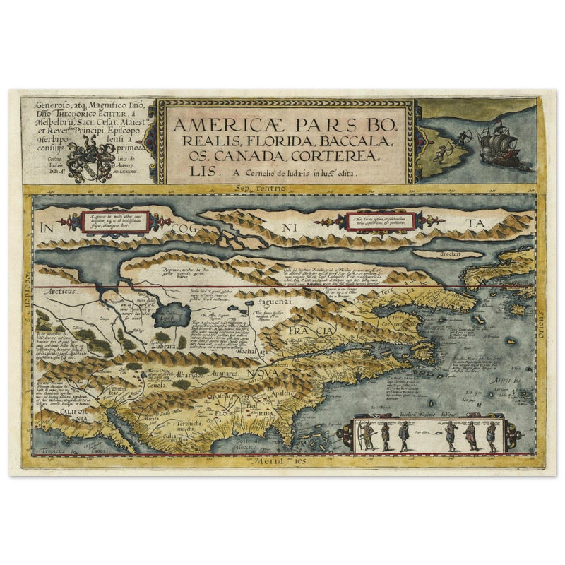 Map of North America by Cornelis de Jode.