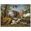 Battle of the beasts painting by Circle of Roelandt Savery  XVII Century.