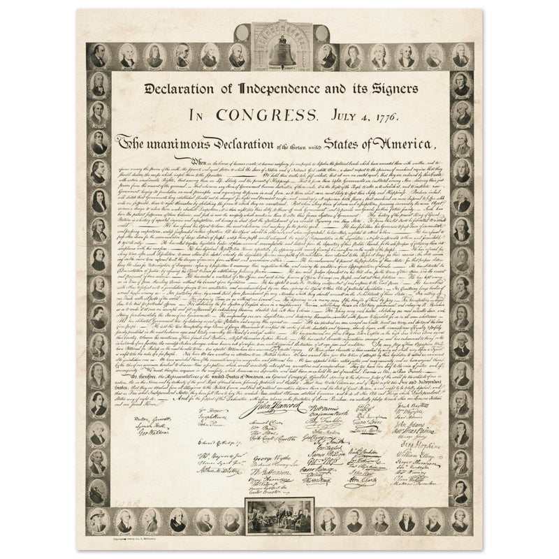 Declaration of Independence of the United States of America and its signers.