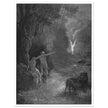 Gustave Dore Paradise Lost engraving . Adam and Eve and Archangel Raphael in eden.