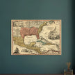 Ancient map of North America. Regni Mexicani seu Novae Hispaniae, Ludovicianae, N. Angliae, Carolinae, Virginae et Pennsylvaniae by Johann Baptist Homann