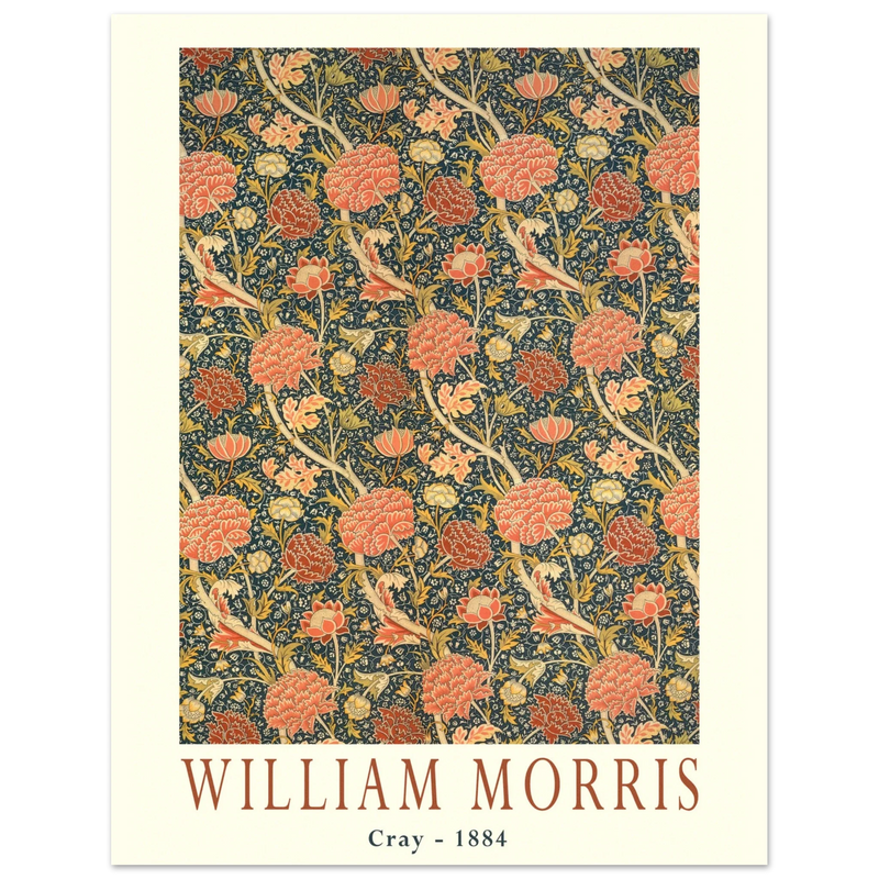 William Morris Cray 1884. Vintage printed cotton  art print.