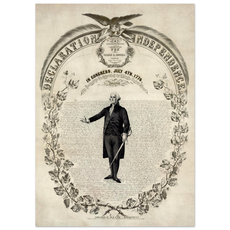 Declaration of Independence of America. George washington manuscript illustration.