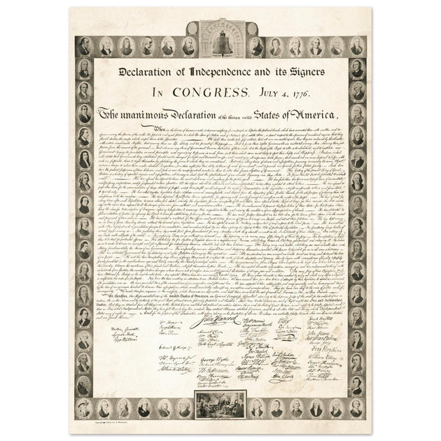 Declaration of Independence of the United States of America and its signers.