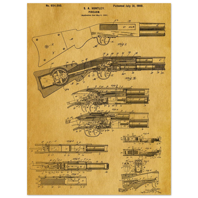Firearm historic patent 1900. Matte paper