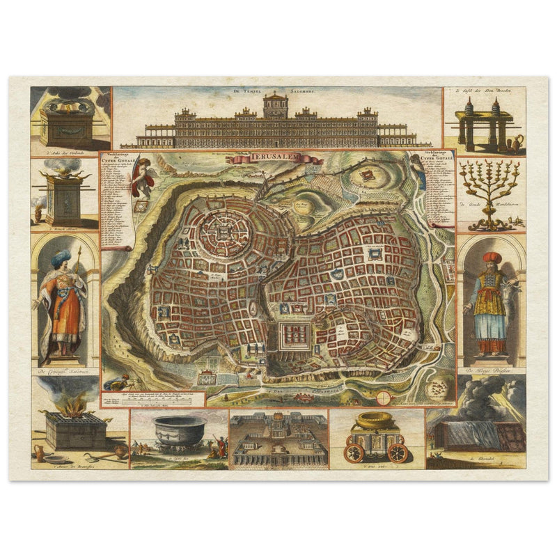Jerusalem ancient map XVII Century by Daniel Stoopendael.