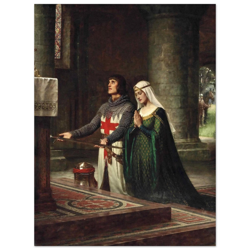 Edmund Blair Leighton painting The Dedication knight offering sword in church