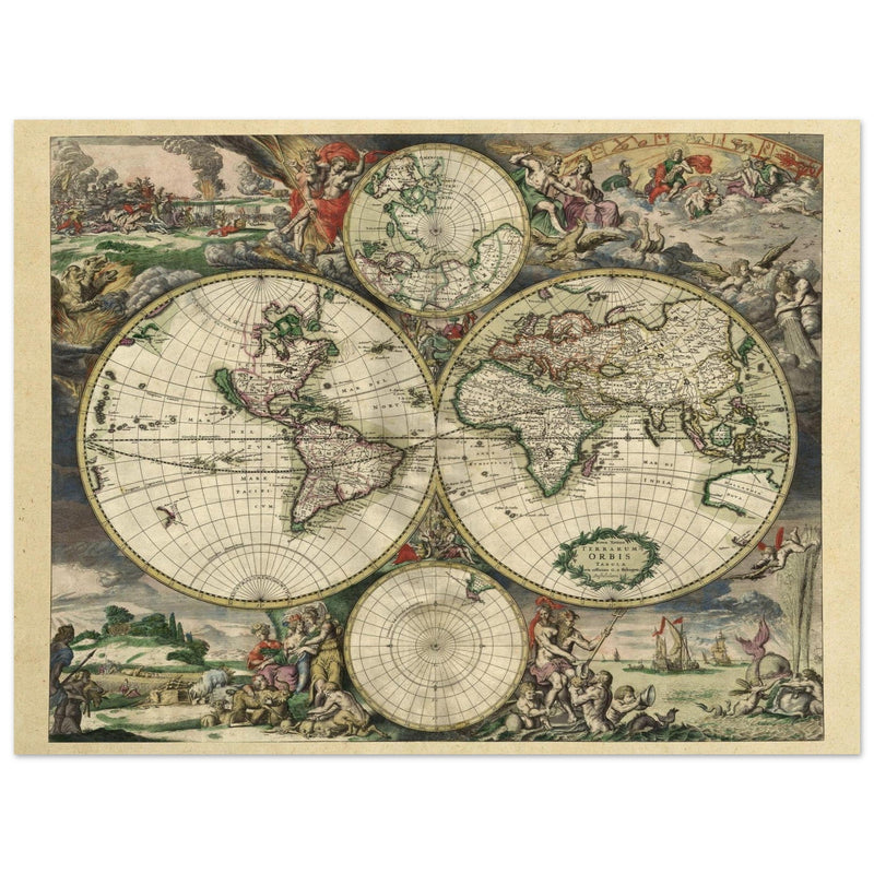 Ancient old world map of 1689 by Gerard van Schagen.