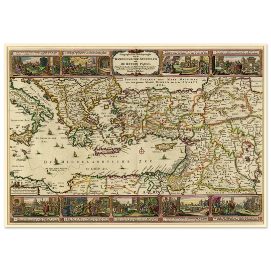 Ancient map Geographic Description of the Travels of the Apostles and the Journeys of Paul by Nicolaes Visscher