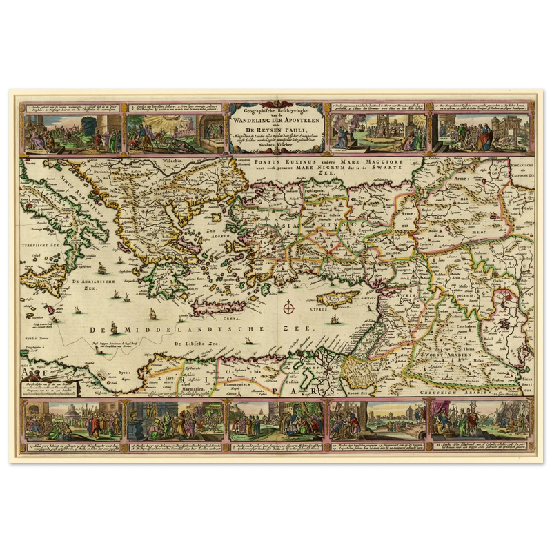 Ancient map Geographic Description of the Travels of the Apostles and the Journeys of Paul by Nicolaes Visscher