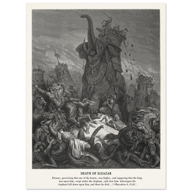Gustave Dore The Bible engraving print . Death of Eleazar illustration .