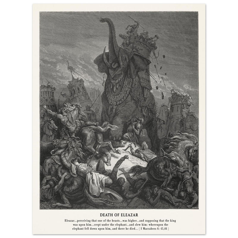 Gustave Dore The Bible engraving print . Death of Eleazar illustration .