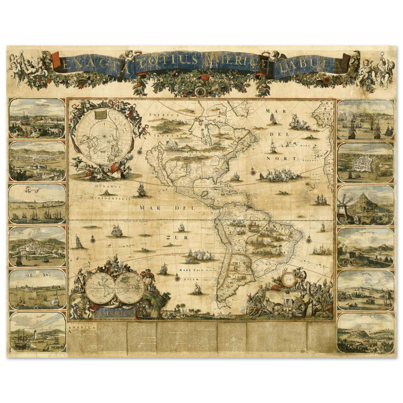 Ancient map of America XVII century by Nicolaes Visscher.