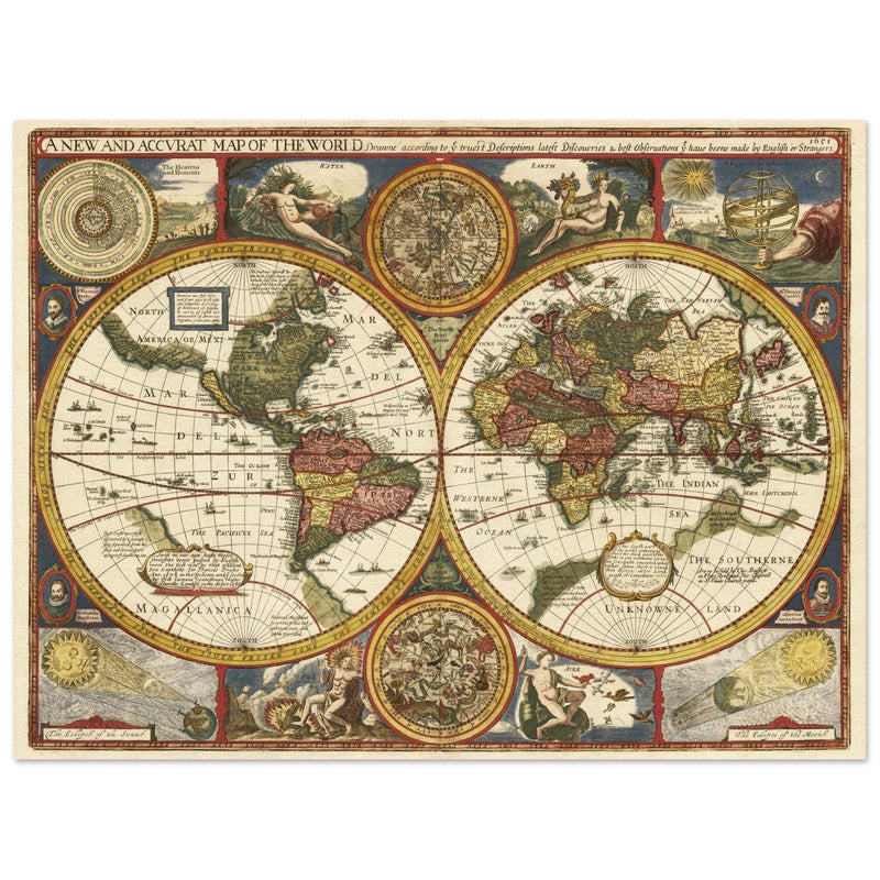John Speed Ancient double hemisphere world map.