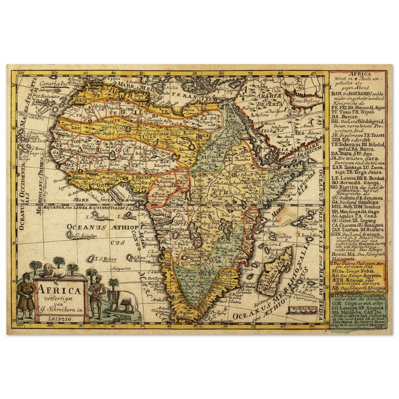 Africa ancient map of the XVIII century by Johann Georg Schreiber.