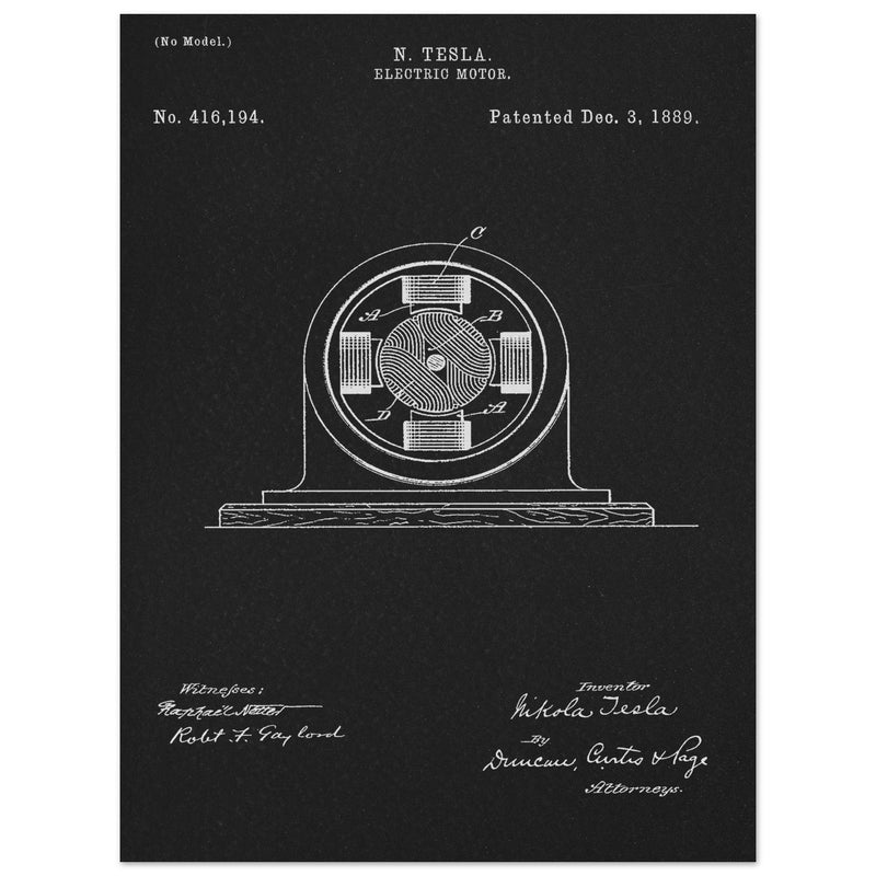 Electric Motor  patent 416194 by Nikola Tesla.