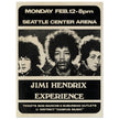 Jimi Hendrix concert poster of his performance at the Seattle Center Arena in 1968.