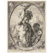 Bacchus in Half-Length by Hendrick Goltzius 1596. Roman God of wine vintage engraving .