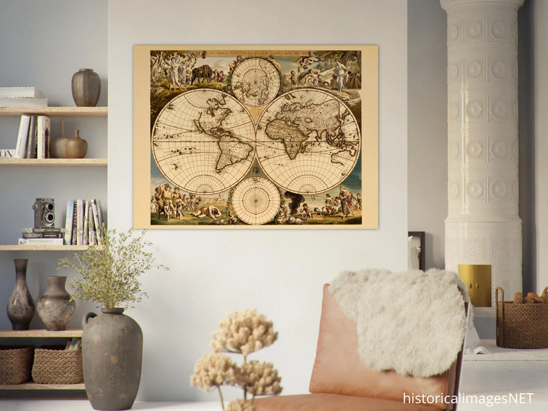 Ancient world map. Nova orbis tabvla in lvcem edita by Frederik de Wit